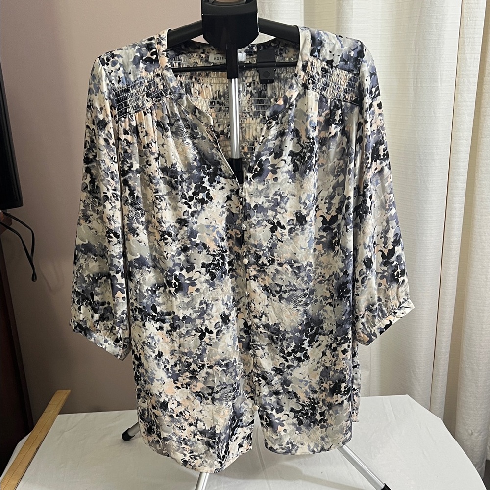 Rose & Olive Black and Cream Floral Blouse